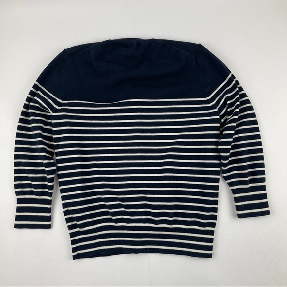 J Crew Cardigan Sweater Girls Medium Black White Striped Gold Buttons - Picture 7 of 8